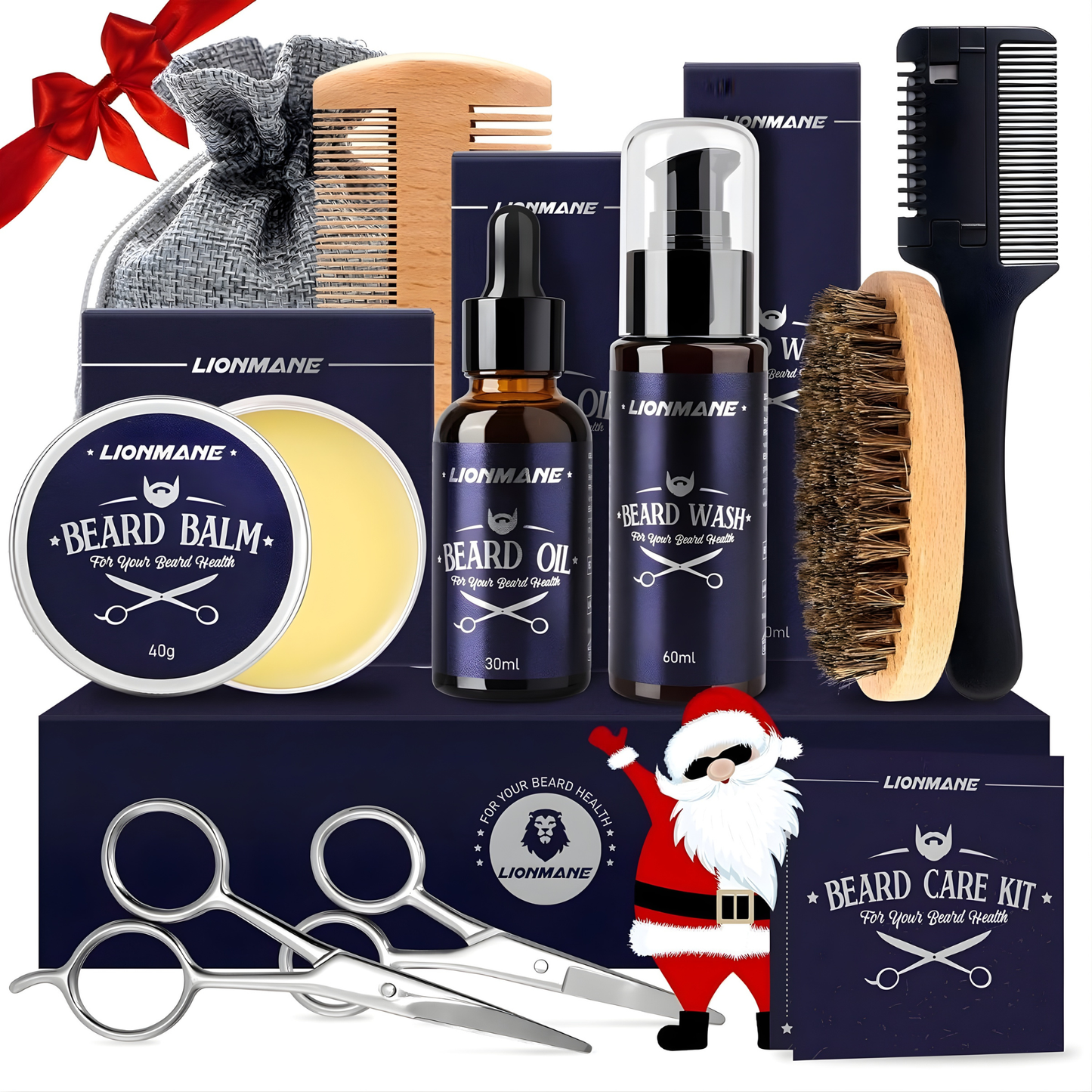THE PERFECT GIFT: beard and mustache care kit: balm, wash, oil, brush, and scissors.